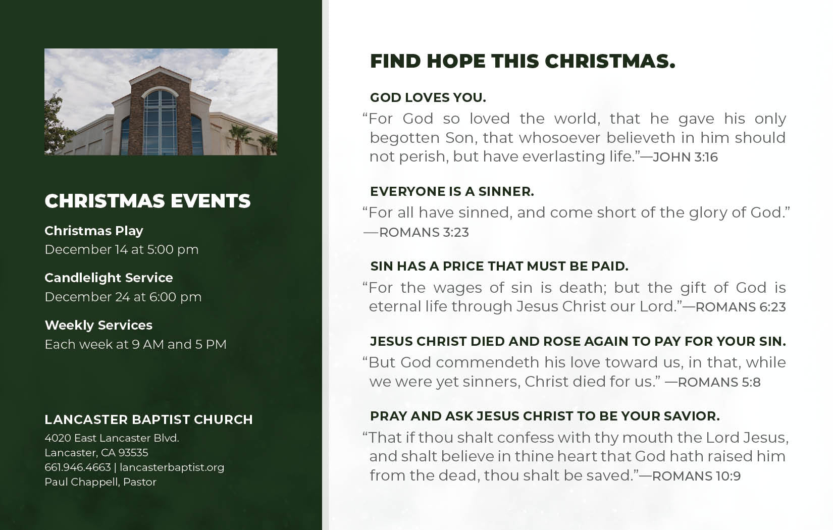 Merry Christmas Snow—Outreach Card