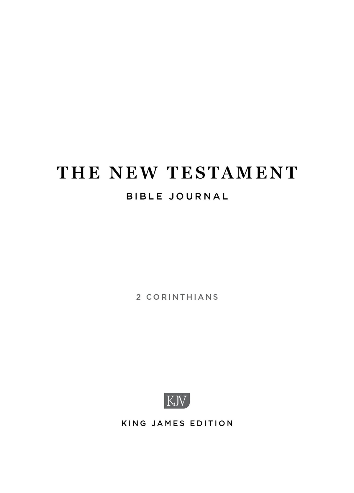 2 Corinthians - New Testament Bible Journal