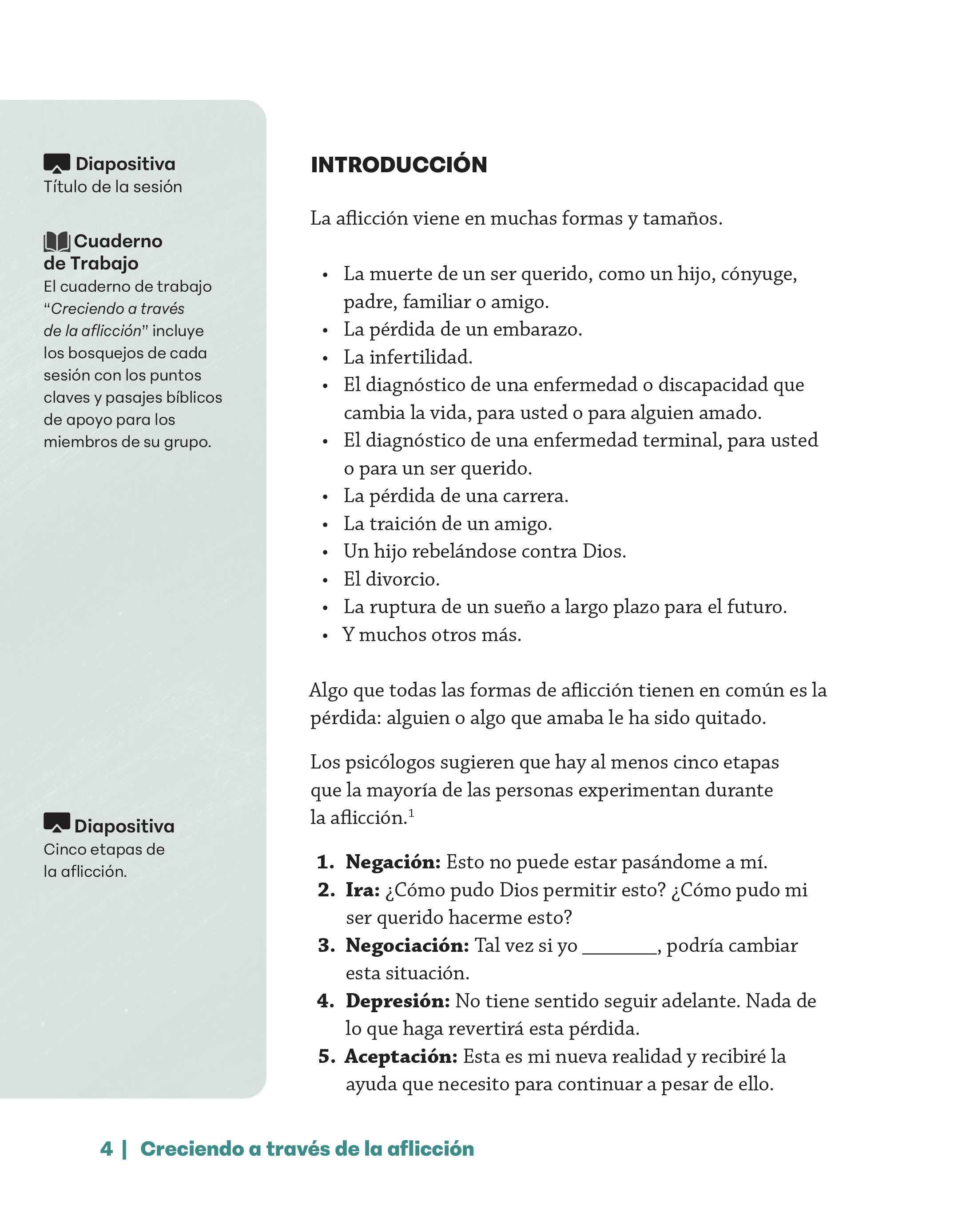 Creciendo a través de la aflicción: Cómo continuar en Cristo - guía del líder (Growing Through Grief LG - Spanish)