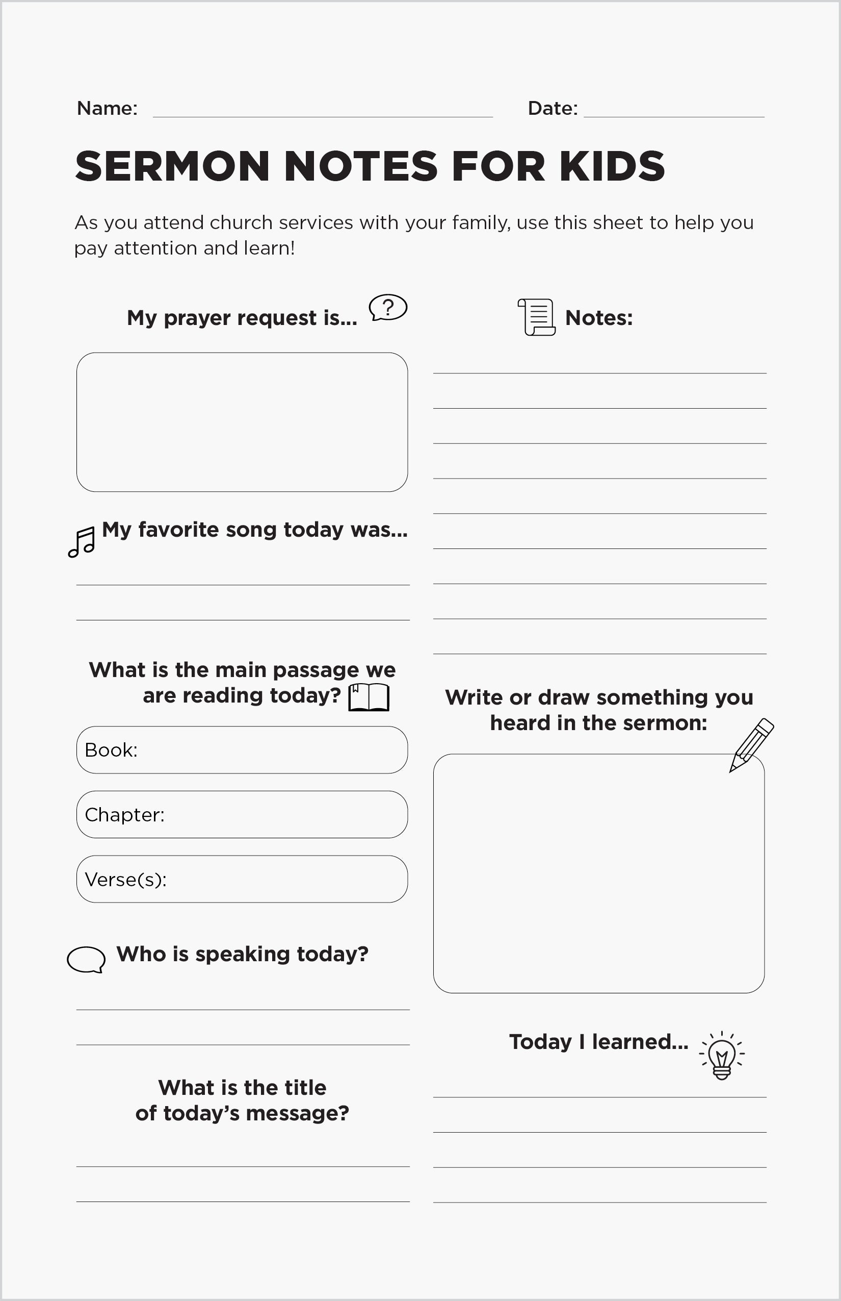 Sermon Notes for Kids Download