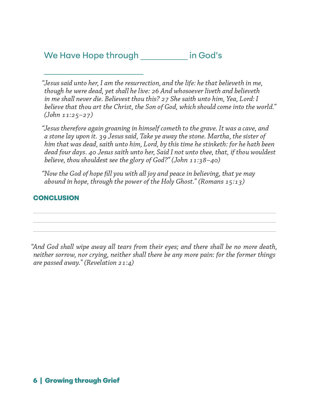 Growing Through Grief Workbook