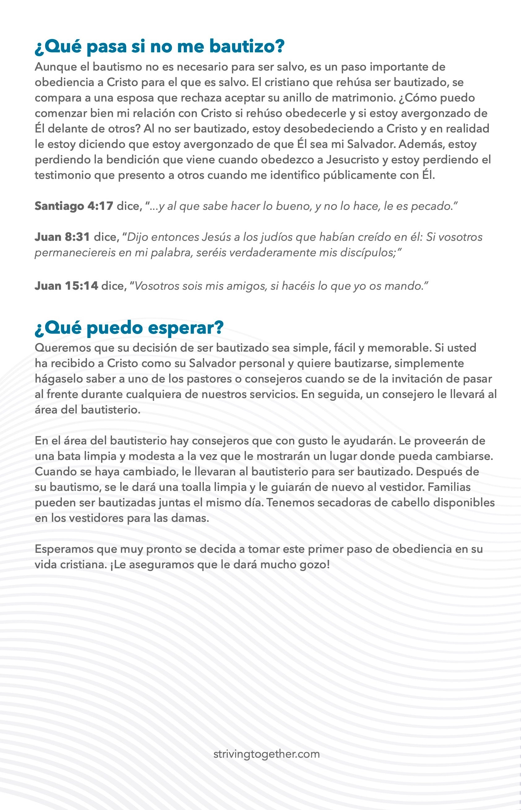 Folleto El Bautismo (Baptism Brochure Bifold Spanish) Paquete de 100