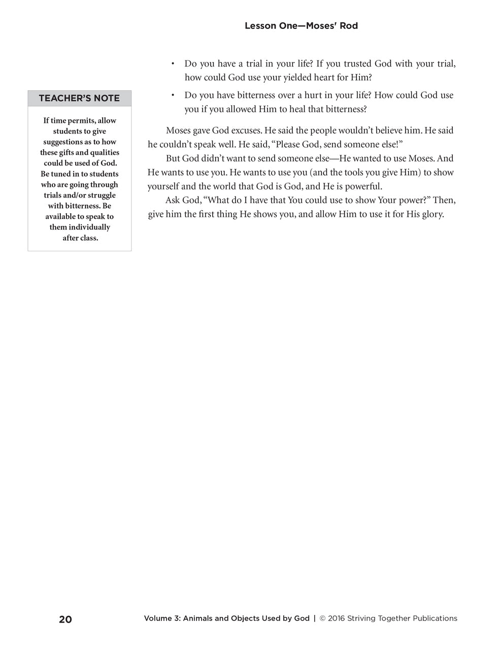 Stories of Grace Vol 3: Objects & Animals Used by God Teacher Edition
