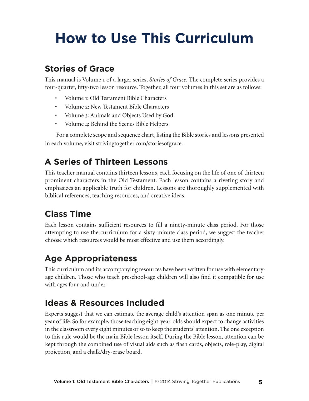 Stories of Grace Vol 1: Old Testament Bible Characters Teacher Edition