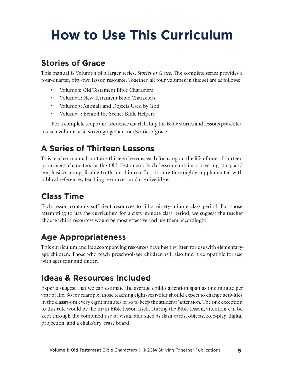 Stories of Grace, Vol 1: Old Testament Bible Characters Teacher Edition