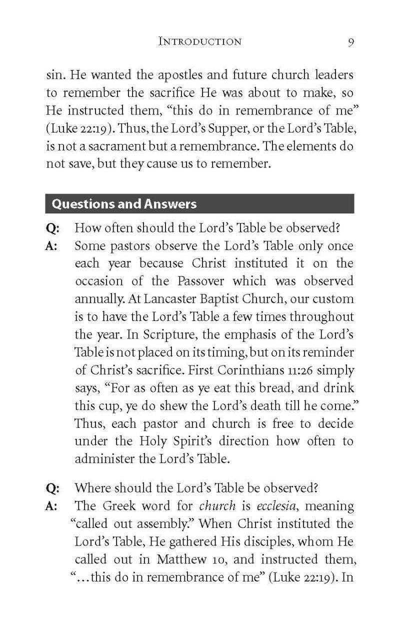 The Purpose of the Lord's Table