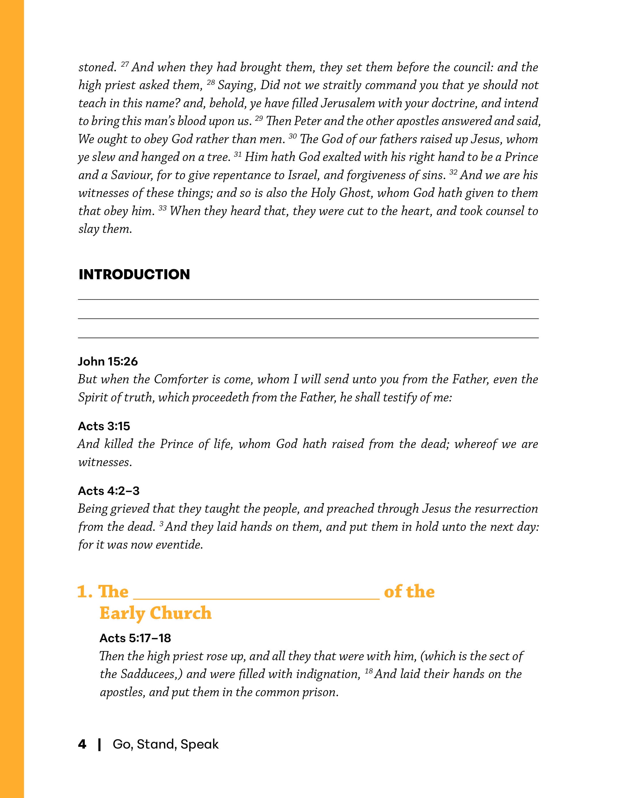 Go, Stand, Speak Study Guide