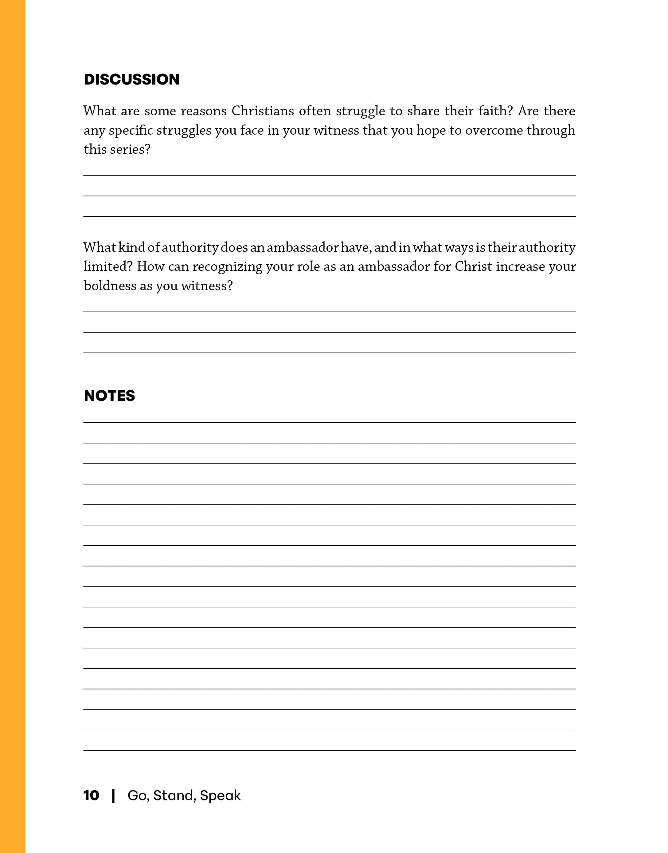 Go, Stand, Speak Study Guide