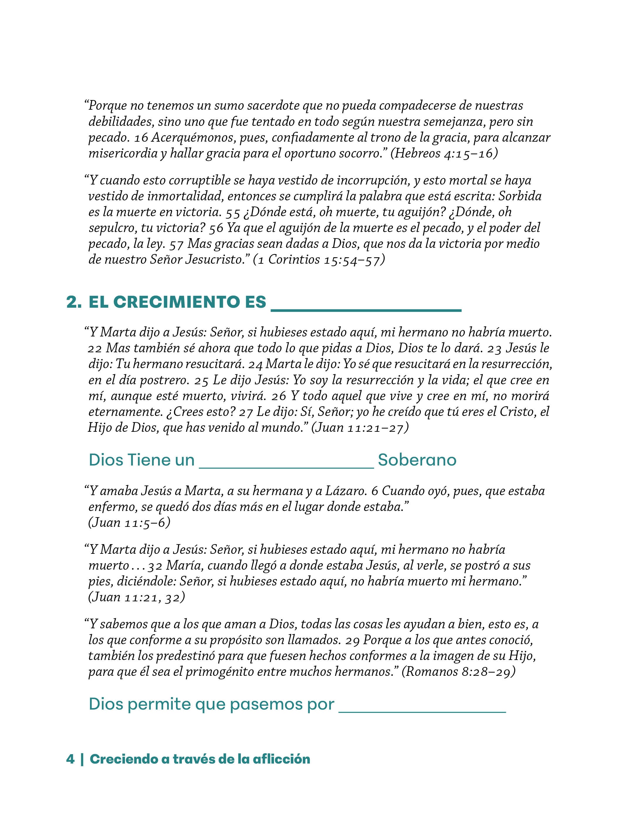 Creciendo a través de la aflicción: Cómo continuar en Cristo - cuaderno de trabajo (Growing Through Grief Workbook - Spanish)