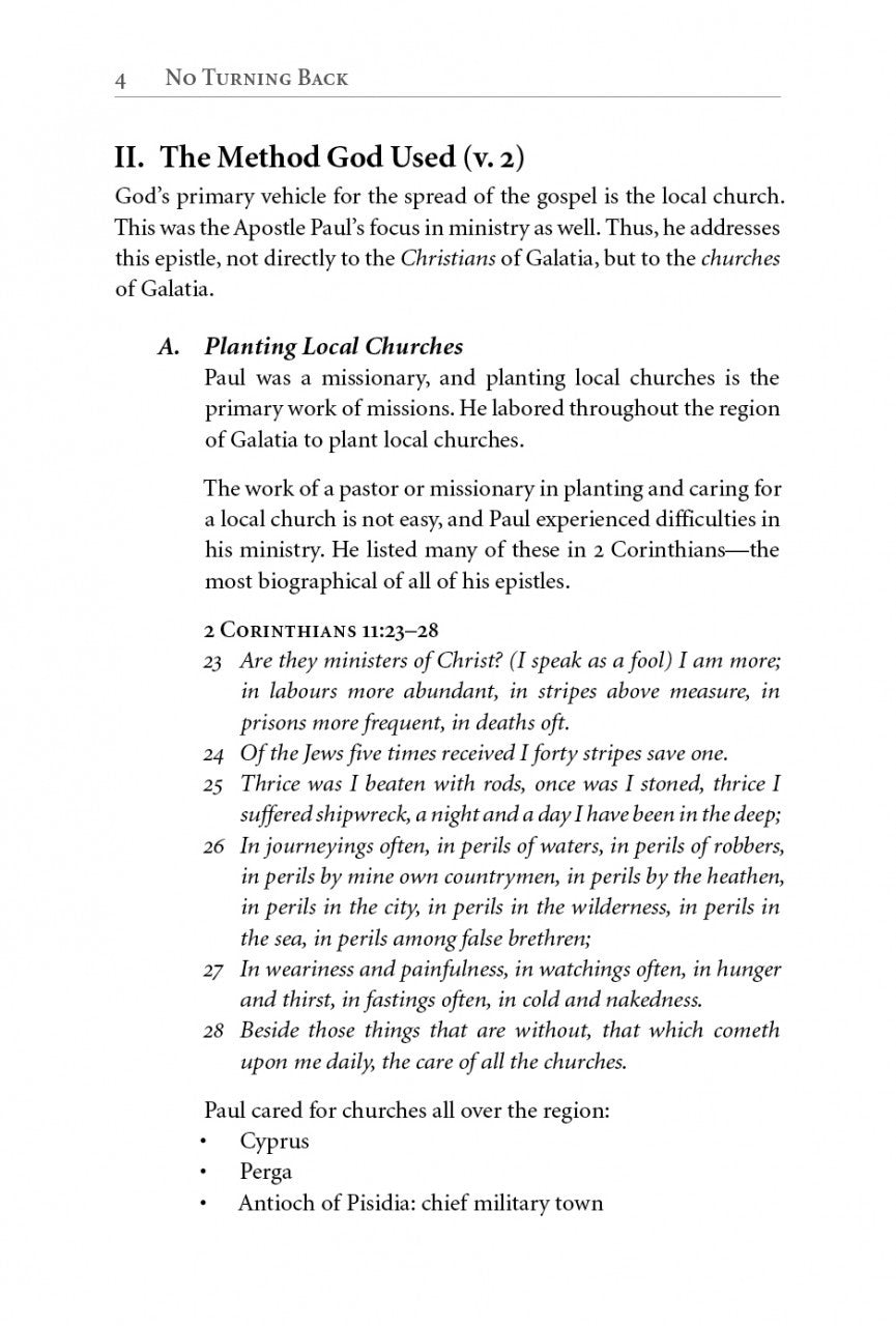 Galatians Expanded Outlines: No Turning Back