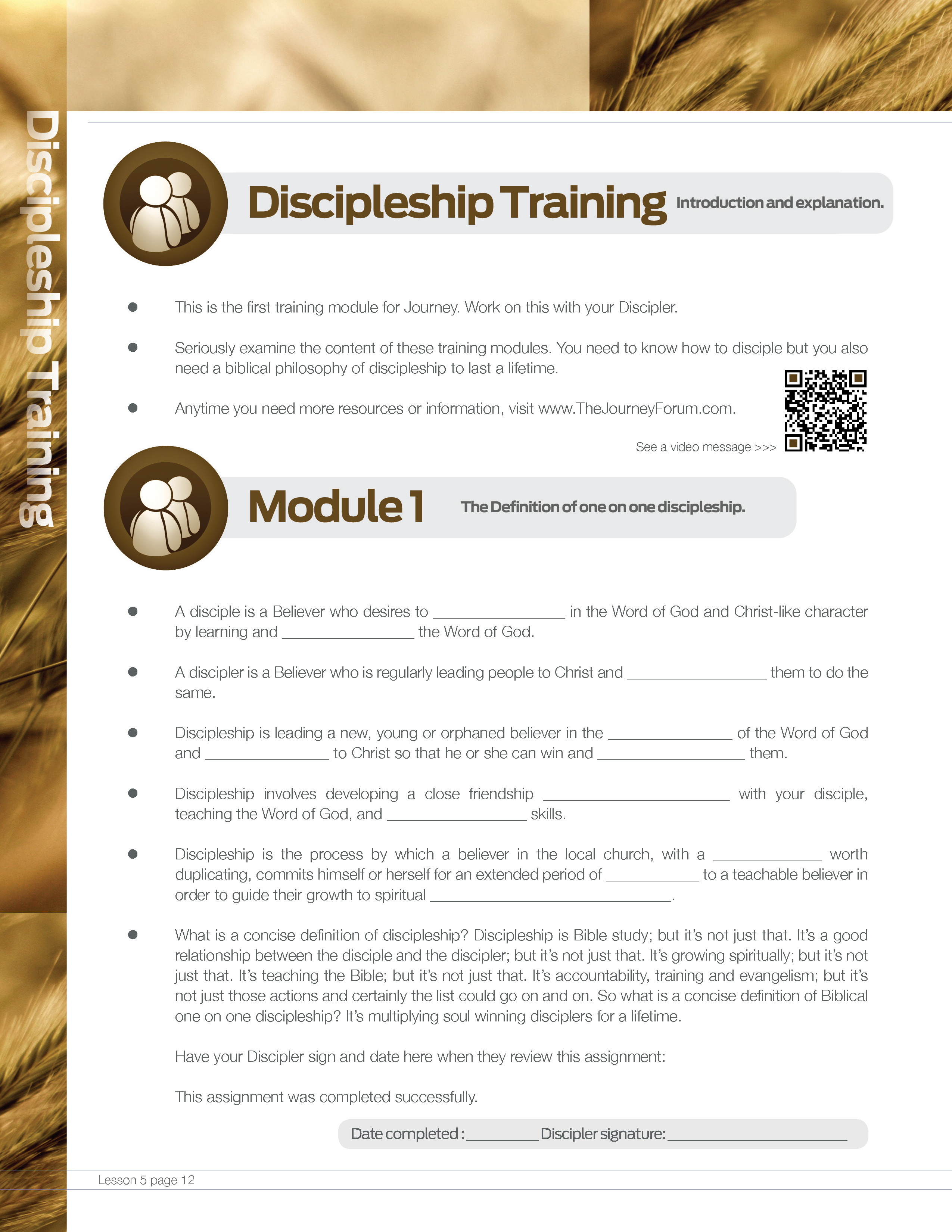 Journey Discipleship Lessons