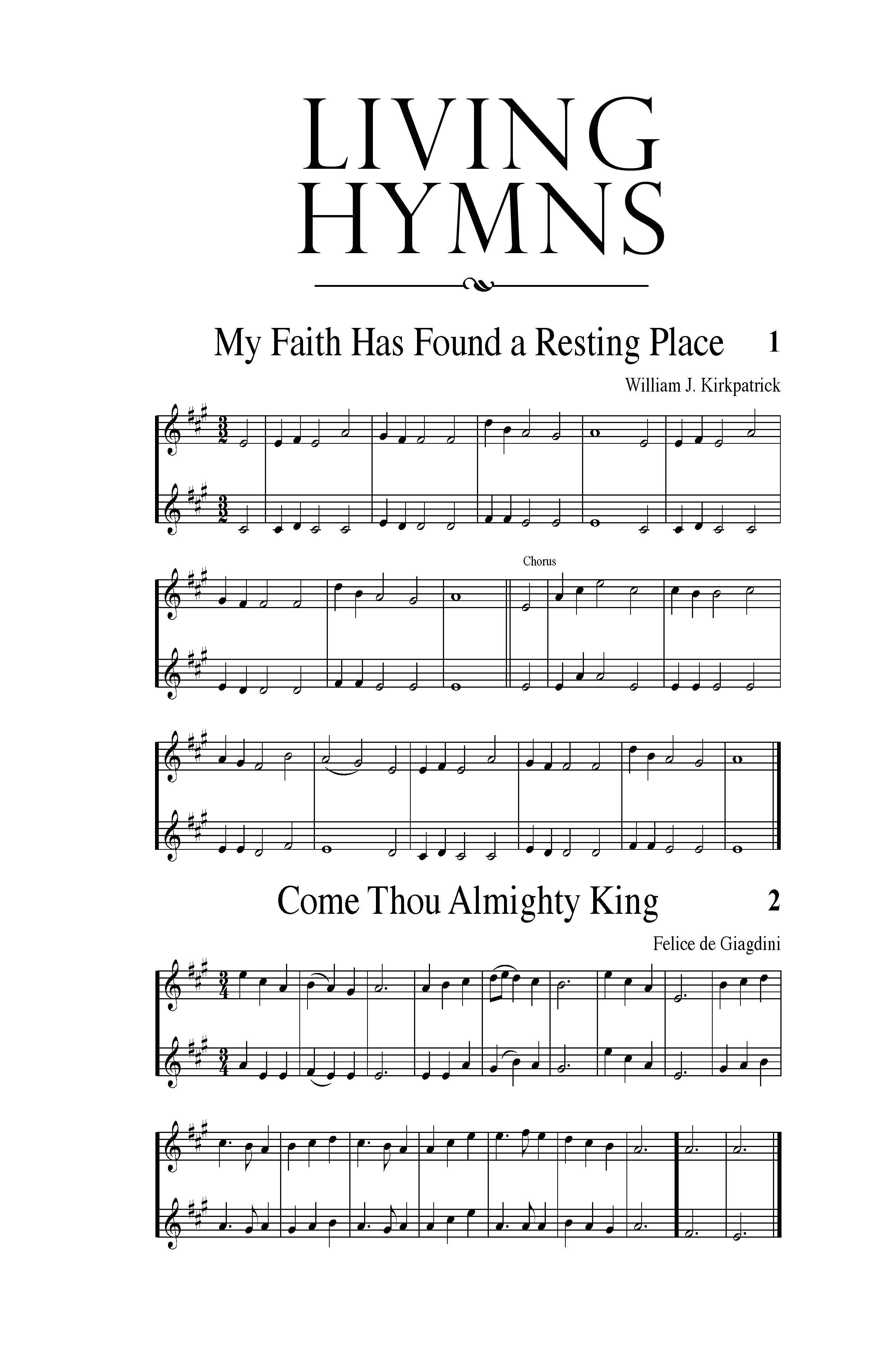 Living Hymns Orchestration: LH12 B flat (Clarinet, Cornet/Trumpet)