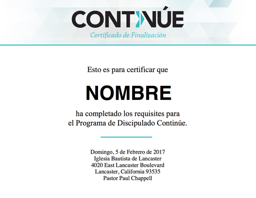 Certificado de Finalización Continúe (Continue Certificate)