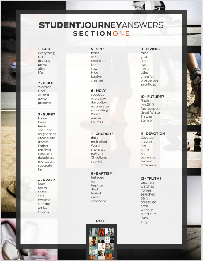 Student Journey Becoming A Student Disciple - Answer Key